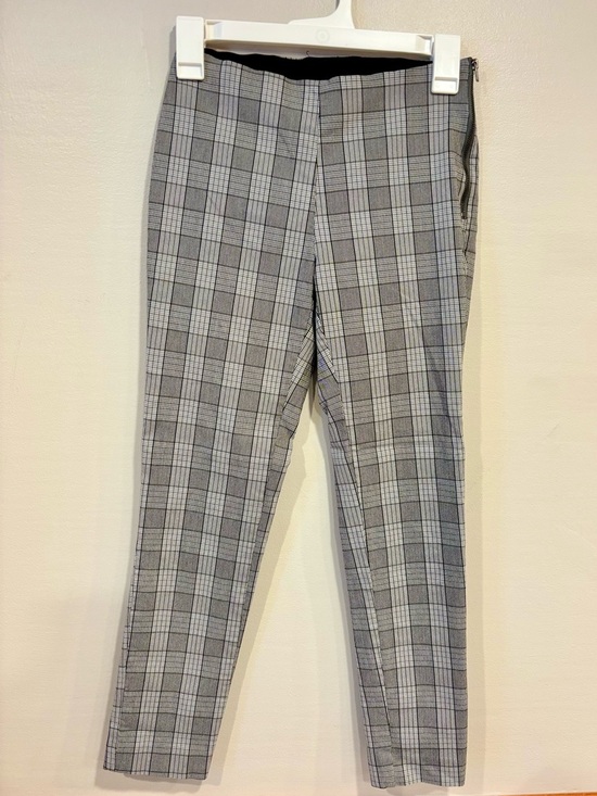a new day Pants - A New Day Plaid High Rise Skinny Ankle Pants Gray Side Zip Stretch Women's 2